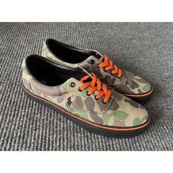 POLO RALPH LAUREN Men Size 10 Keaton Pony Camo Casual Sneaker NEW Camo/Orange - Picture 7 of 11